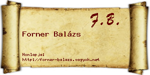 Forner Balázs névjegykártya